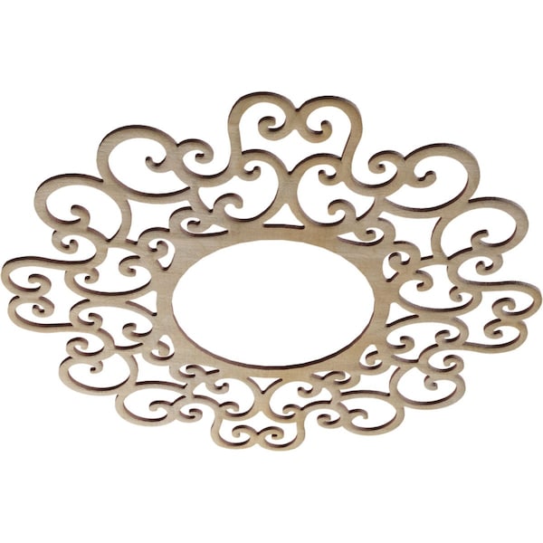 Reims Wood Fretwork Pierced Ceiling Medallion, Birch, 24OD X 9 1/8ID X 3/8T